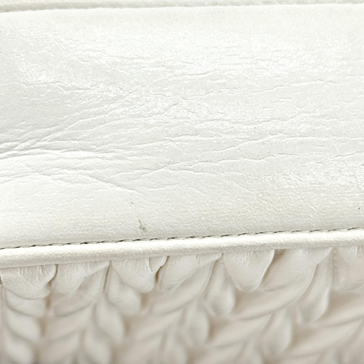 Miu Miu Matelassé Nappa Leather Top Handle Bag Leather, White, Leather, Clutch