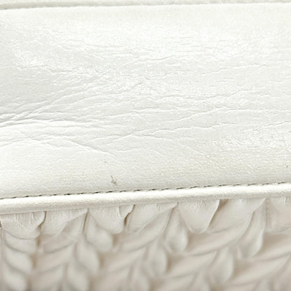 Miu Miu Matelassé Nappa Leather Top Handle Bag Leather, White, Leather, Clutch