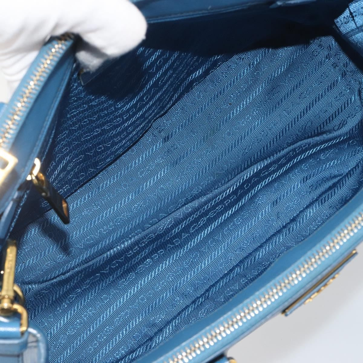 Prada Double Zip Lux Tote Saffiano Leather, Blue, Leather, Handbag