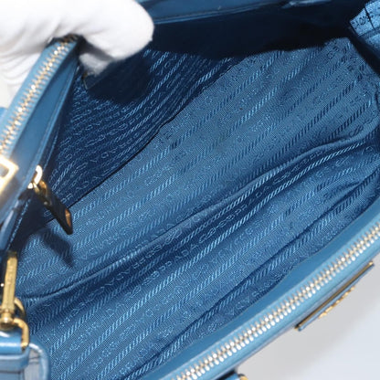 Prada Double Zip Lux Tote Saffiano Leather, Blue, Leather, Handbag