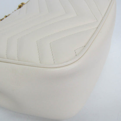 Gucci GG Marmont Square Flap Matelasse Leather, White, Leather, Shoulder Bag