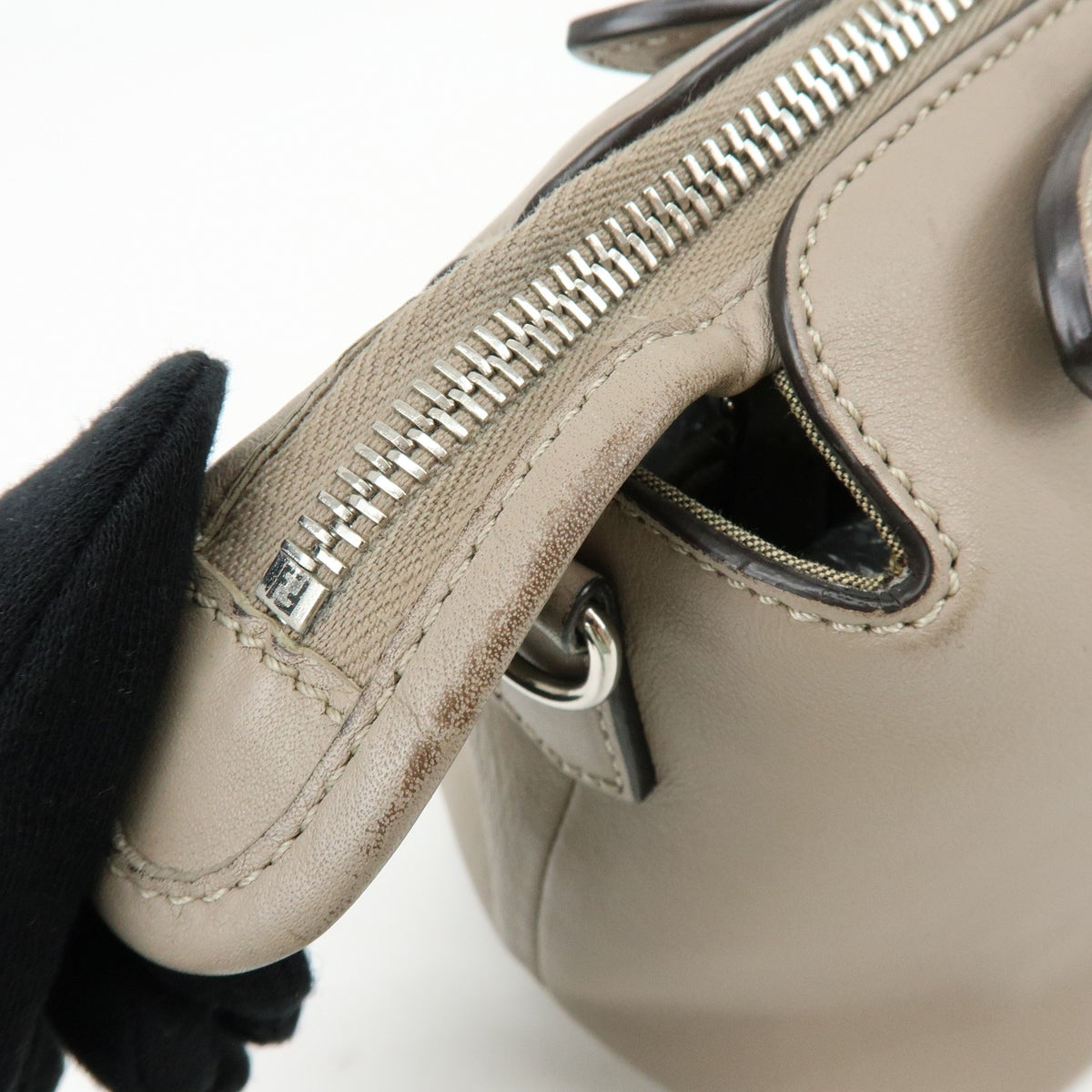 Fendi By The Way Satchel Calfskin, Beige, Leather, Handbag