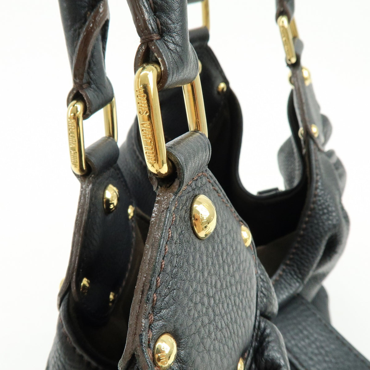 Louis Vuitton L Hobo Mahina Leather, Black, Leather, Shoulder Bag