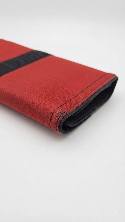Christian Dior D Turnlock Bifold Patent, Red, Canvas, Wallet