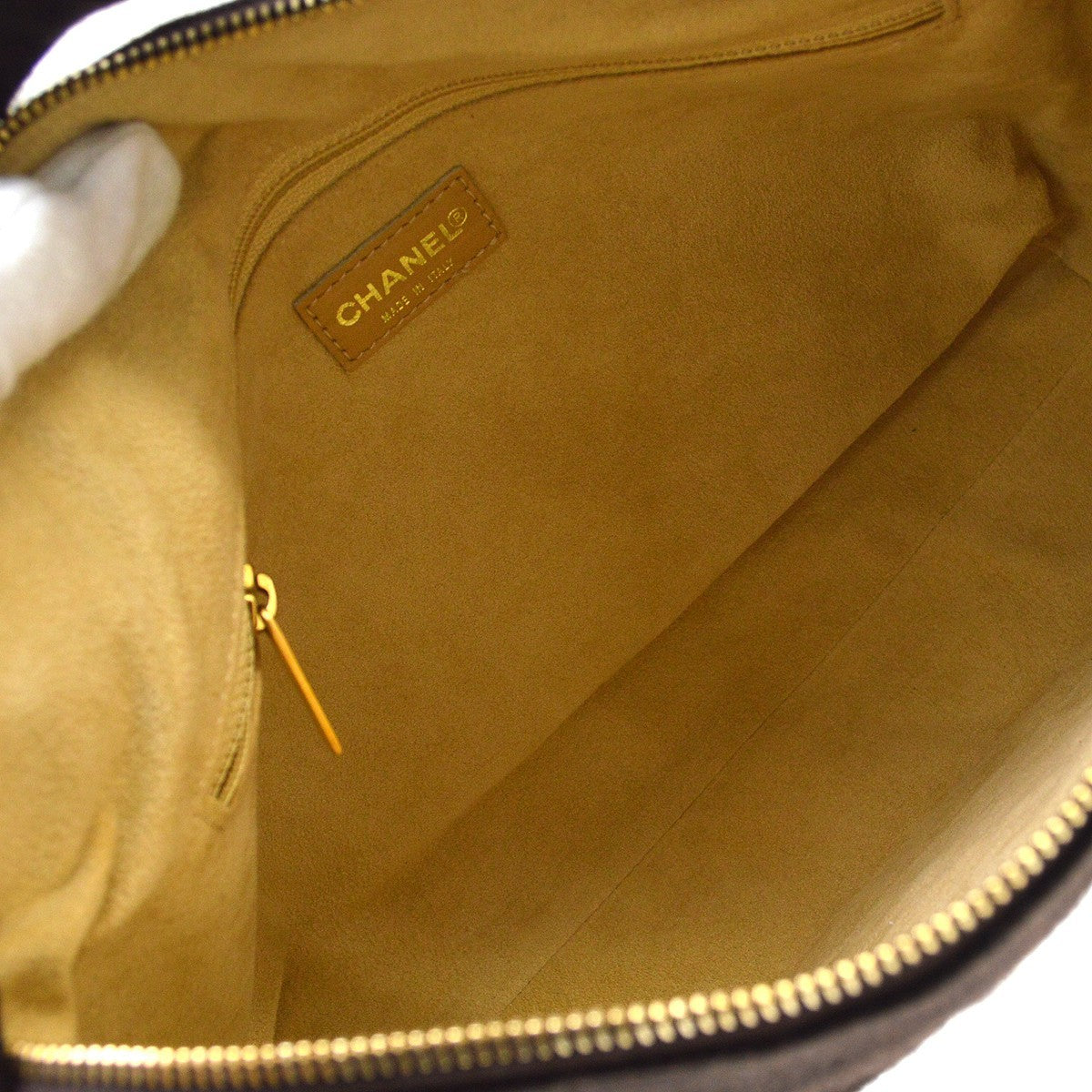 Chanel Chocolate Bar CC Quilted Jersey, Brown, Cotton, Shoulder Bag