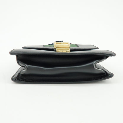 Gucci Sylvie Chain Leather, Black, Leather, Shoulder Bag