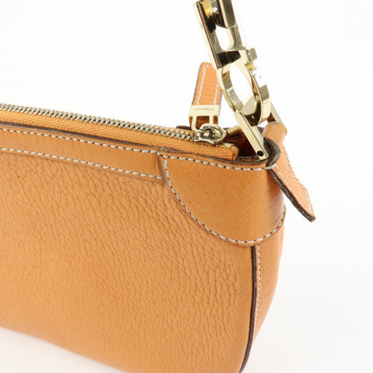 Salvatore Ferragamo Gancini Top Handle Leather, Orange, Leather, Handbag