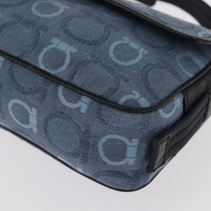 Salvatore Ferragamo Gancini Canvas, Navy, Canvas, Shoulder Bag