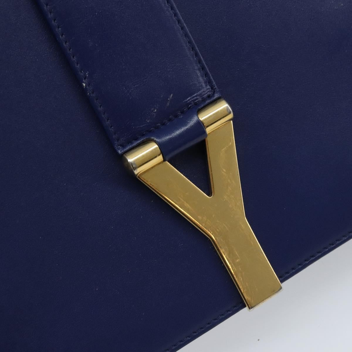 Saint Laurent Chyc Flap Leather, Blue, Leather, Shoulder Bag
