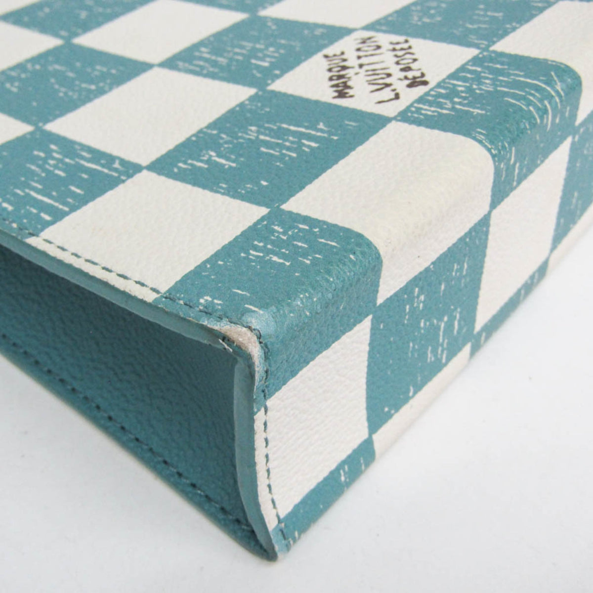 Louis Vuitton Sac Plat Limited Edition Marque Deposee Damier Giant, Turquoise, Canvas, Handbag