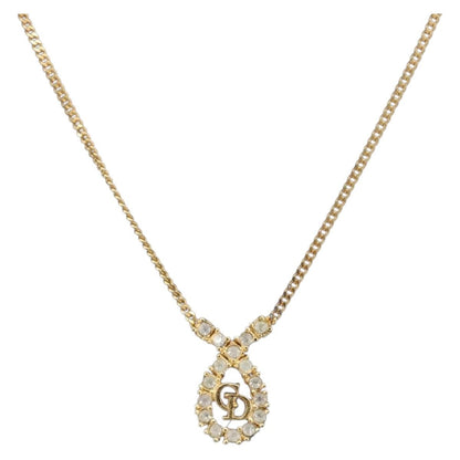 Christian Dior CD Long Metal with Beads, Gold, Metal, Necklace