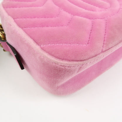 Gucci GG Marmont Crystal Embellished Matelasse Velvet, Pink, Velvet, Shoulder Bag
