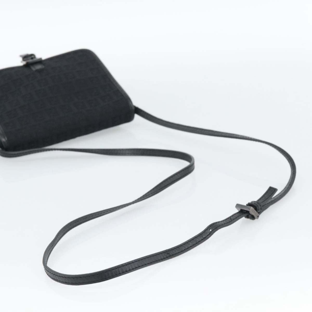 Fendi Shoulder Zucchino Canvas, Black, Canvas, Shoulder Bag