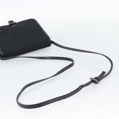 Fendi Shoulder Zucchino Canvas, Black, Canvas, Shoulder Bag