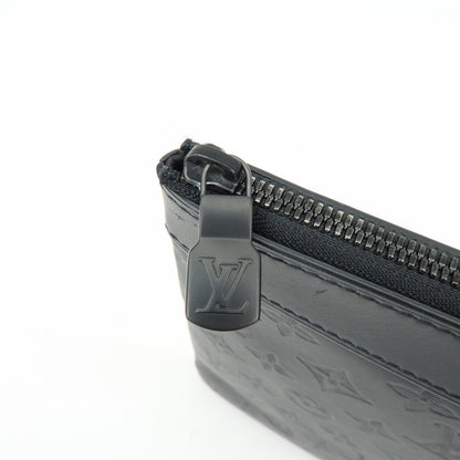 Louis Vuitton Discovery Pochette Monogram Shadow Leather, Black, Leather, Clutch