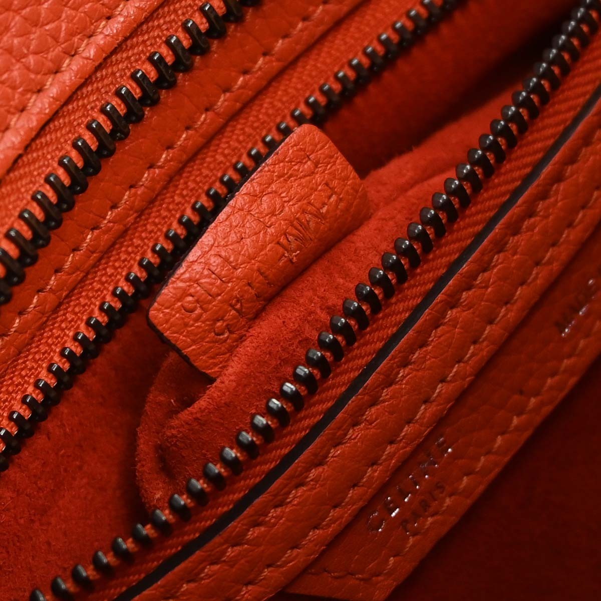 Celine Luggage Grainy Leather, Red, Leather, Handbag