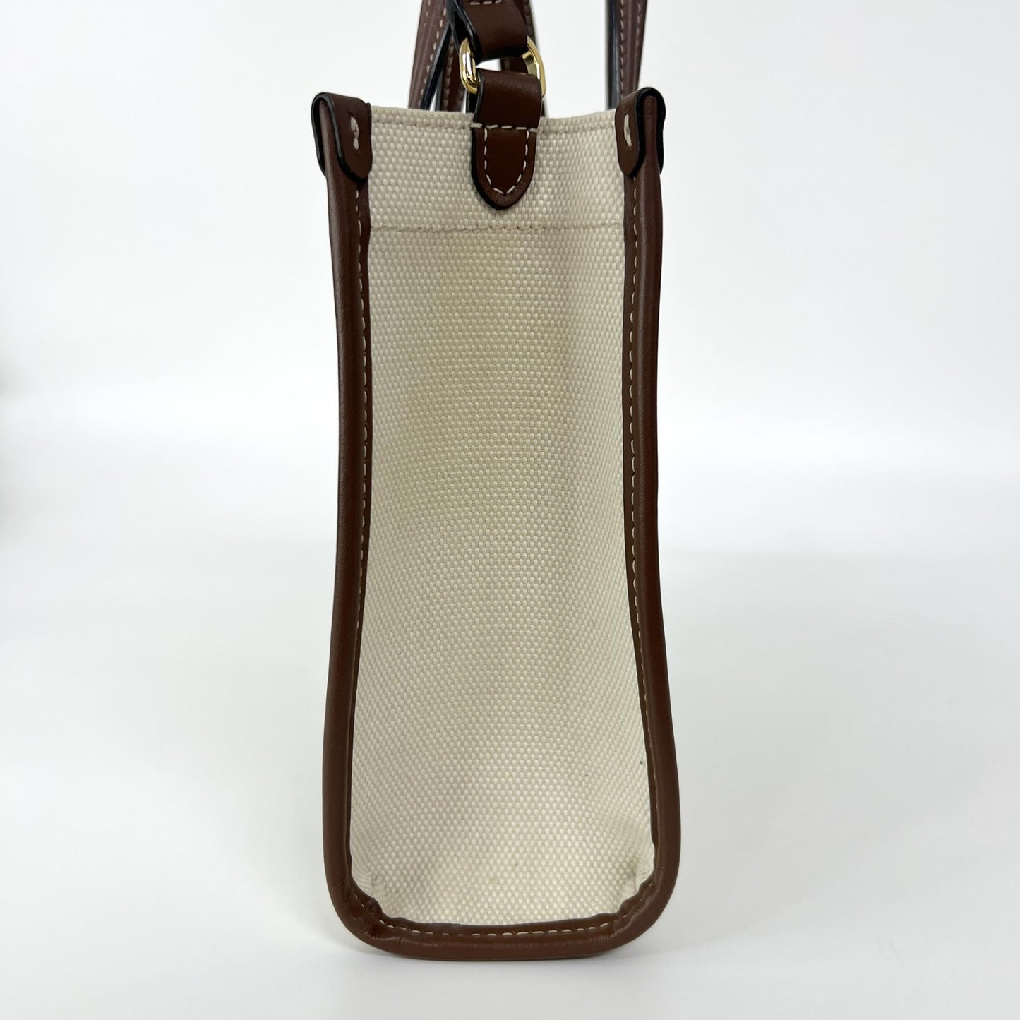 Burberry Freya Shopping Tote Canvas with Leather, Beige, Canvas, Tote Bag