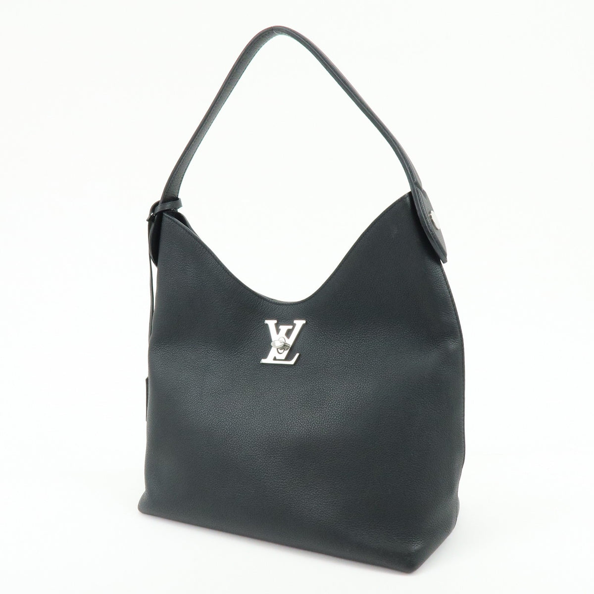 Louis Vuitton Lockme Hobo Leather, Black, Leather, Shoulder Bag