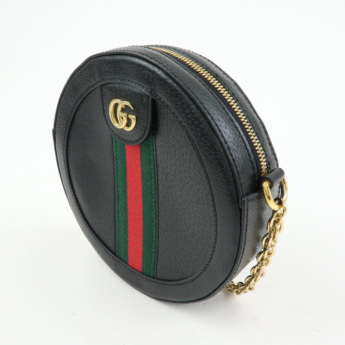 Gucci Ophidia Round Leather, Black, Leather, Shoulder Bag