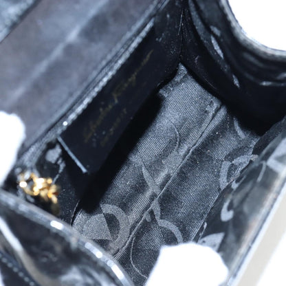 Salvatore Ferragamo Vala Patent Leather, Black, Patent Leather, Shoulder Bag