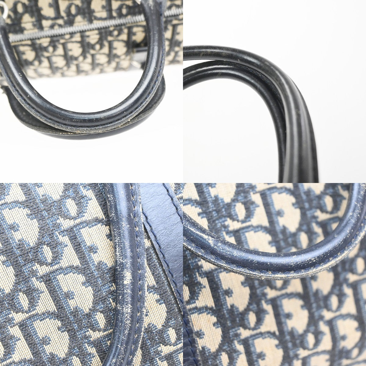 Christian Dior Vintage Trotter Boston Diorissimo Canvas, Navy, Canvas, Handbag