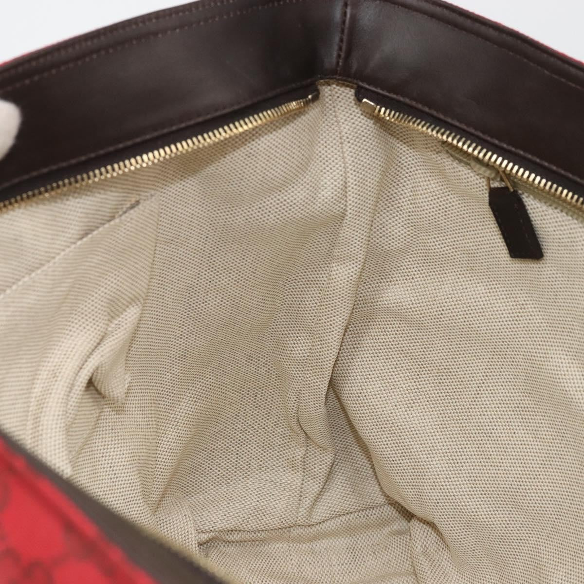 Gucci Original Zip GG Canvas with Leather, Red, Canvas, Tote Bag