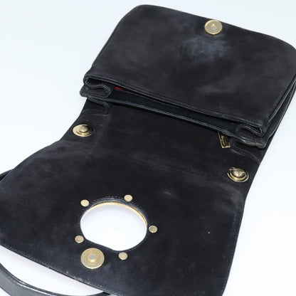 Salvatore Ferragamo Gancini Suede, Black, Suede, Shoulder Bag