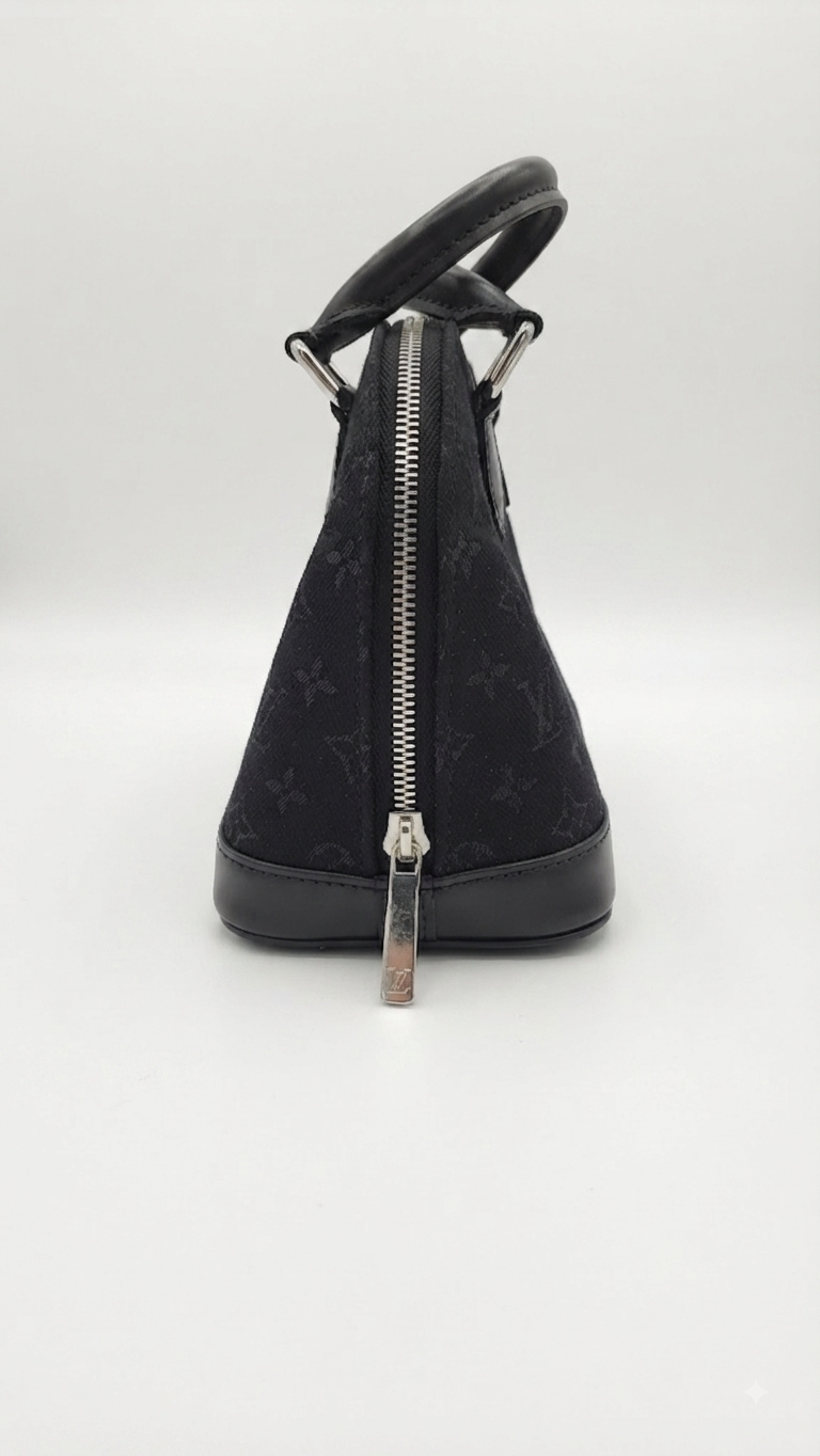 Louis Vuitton Alma Monogram Canvas, Black, Leather, Handbag