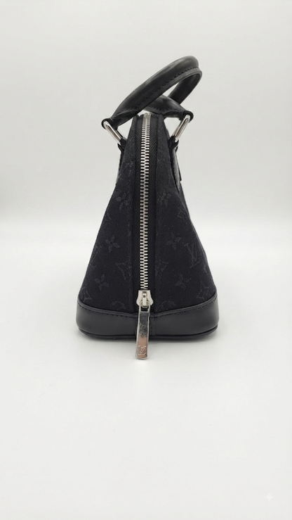 Louis Vuitton Alma Monogram Canvas, Black, Leather, Handbag