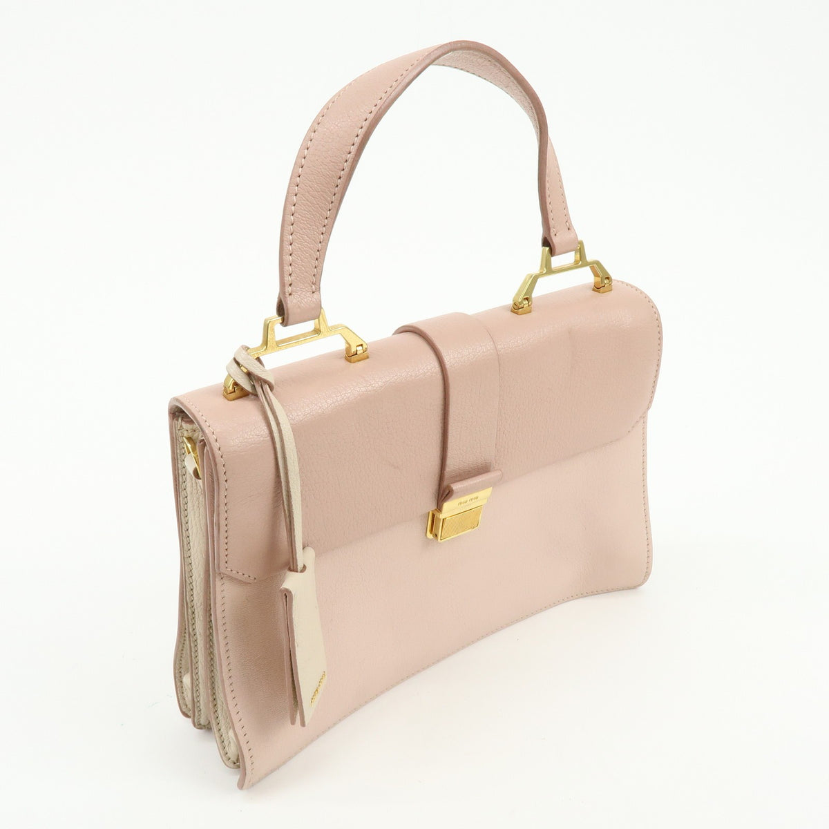 Miu Miu Madras Convertible Compartment Top Handle Leather, Pink, Leather, Handbag