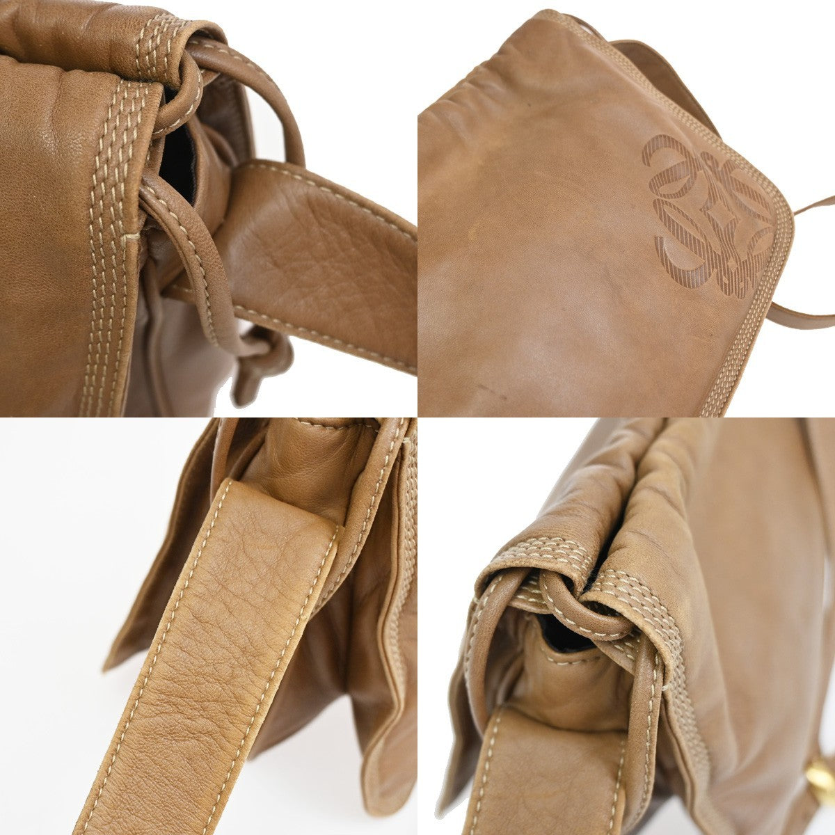Loewe Anagram Leather, Beige, Leather, Shoulder Bag