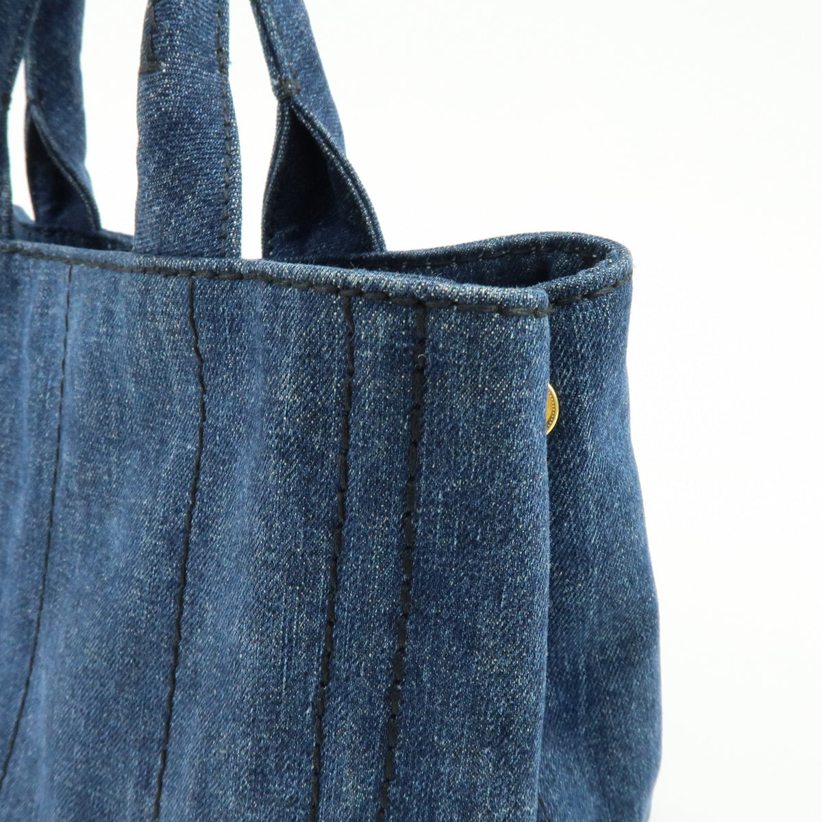 Prada Canapa Convertible Denim, Blue, Denim, Tote Bag