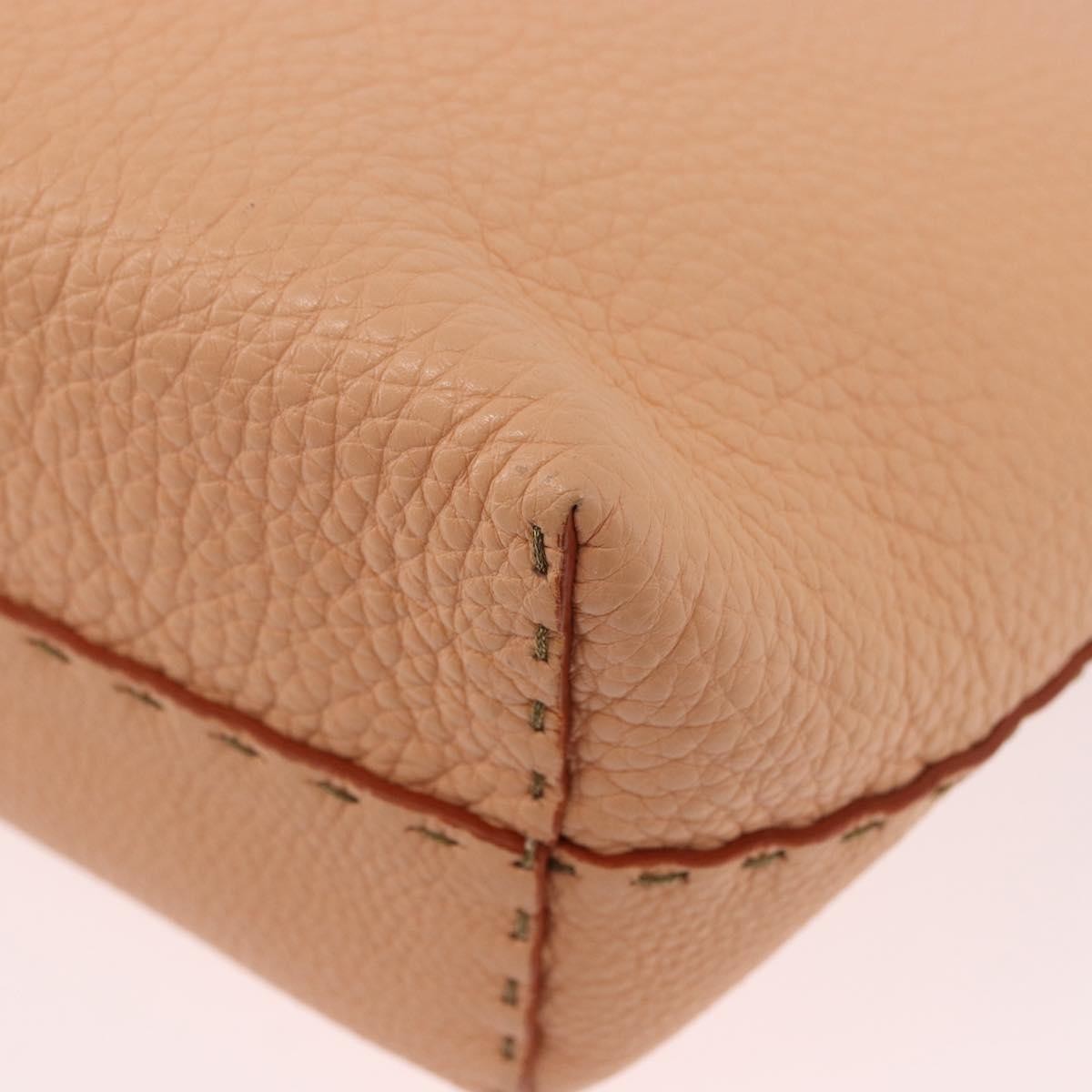 Fendi Selleria Carla Leather, Orange, Leather, Tote Bag