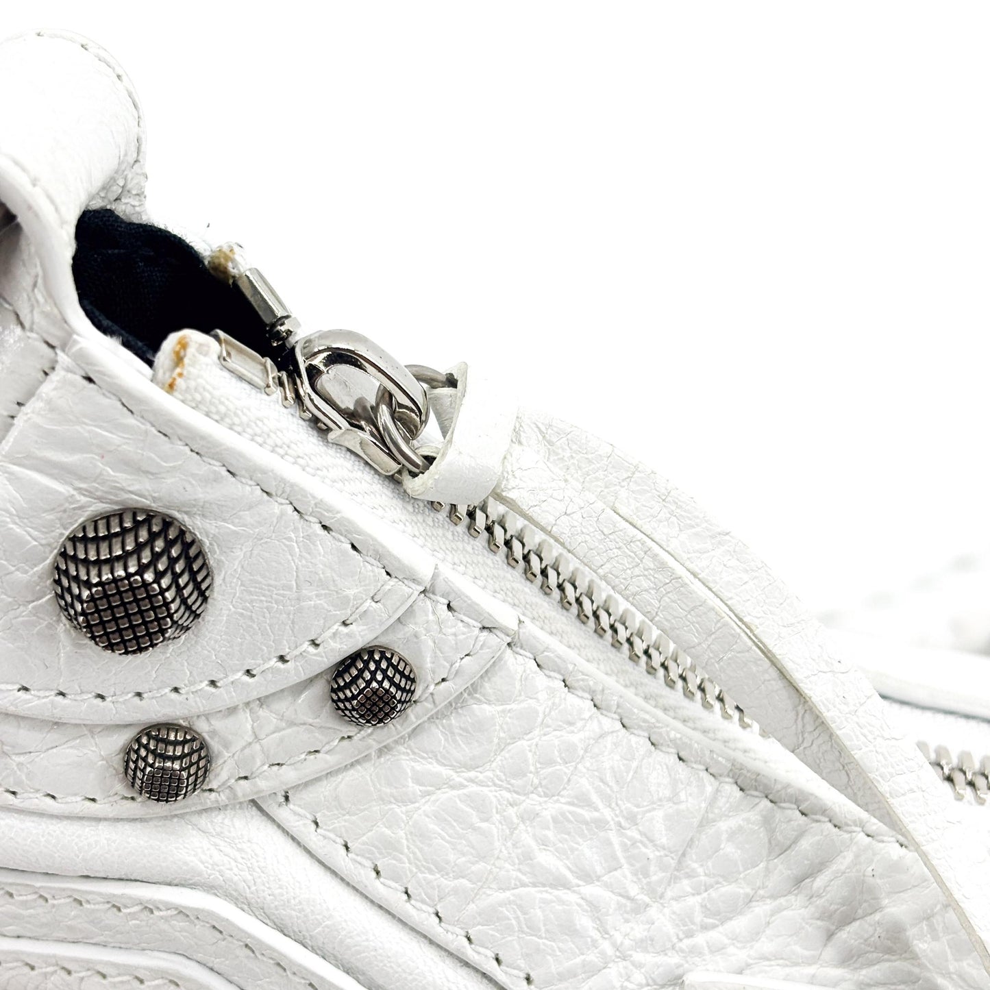 Balenciaga Le Cagole Giant Spikes Leather, White, Leather, Shoulder Bag