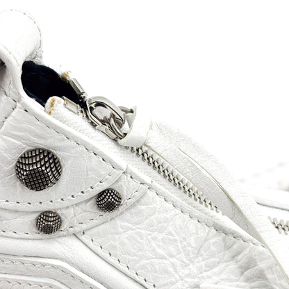 Balenciaga Le Cagole Giant Spikes Leather, White, Leather, Shoulder Bag