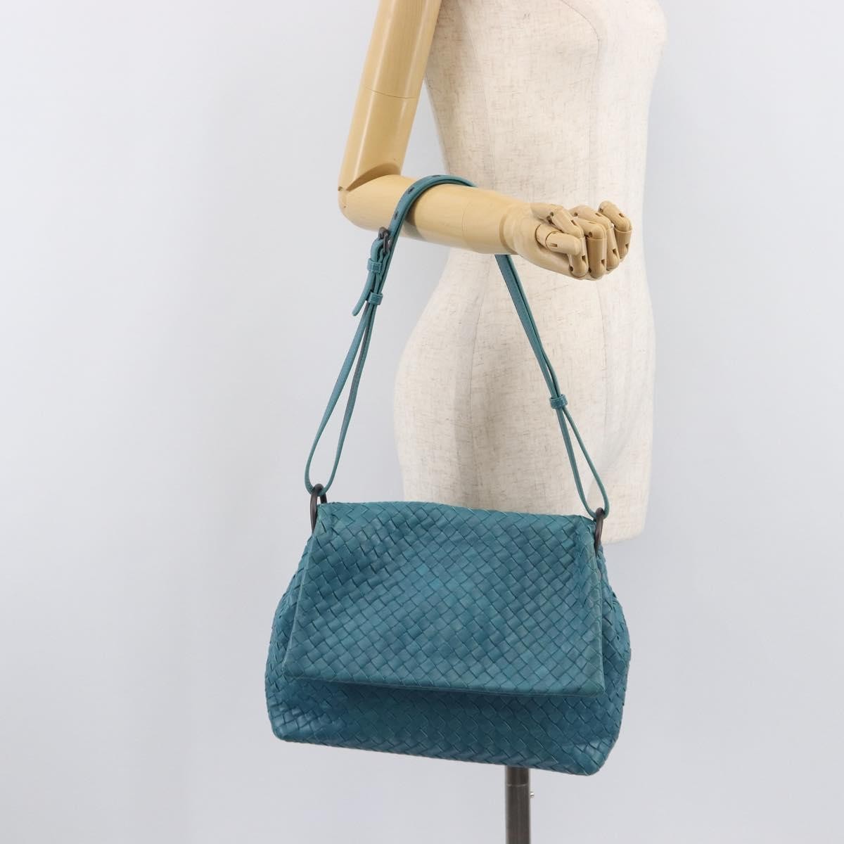 Bottega Veneta Adjustable Flap Intrecciato Nappa, Blue, Leather, Shoulder Bag
