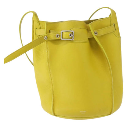 Celine Long Strap Big Bag Bucket Leather, Yellow, Leather, Handbag