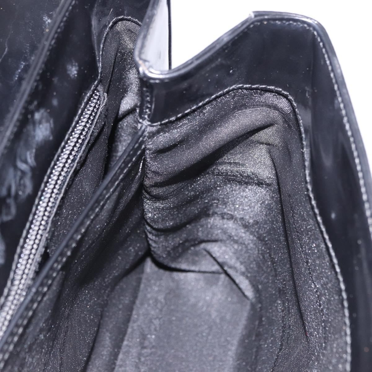 Salvatore Ferragamo Gancini Top Handle Leather, Black, Patent Leather, Handbag