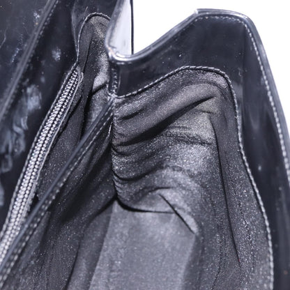 Salvatore Ferragamo Gancini Top Handle Leather, Black, Patent Leather, Handbag