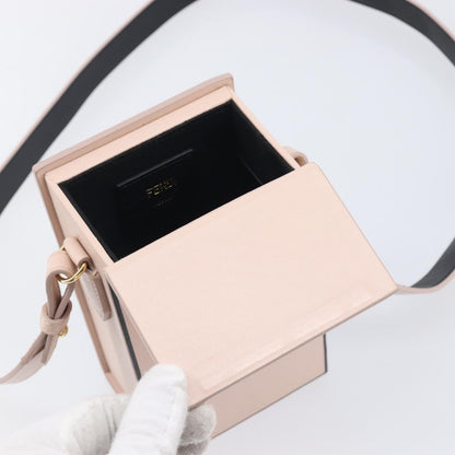 Fendi Logo Vertical Box Leather, Pink, Leather, Crossbody Bag