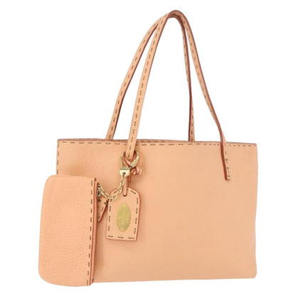 Fendi Selleria Carla Leather, Orange, Leather, Tote Bag