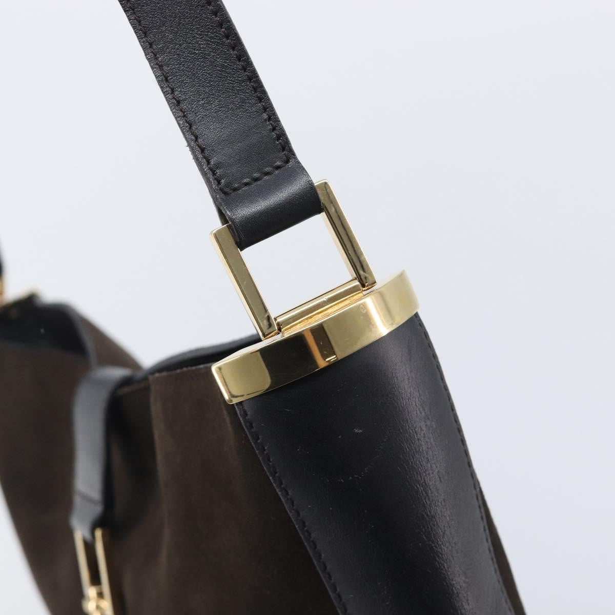 Gucci Shoulder Leather, Brown, Suede, Shoulder Bag