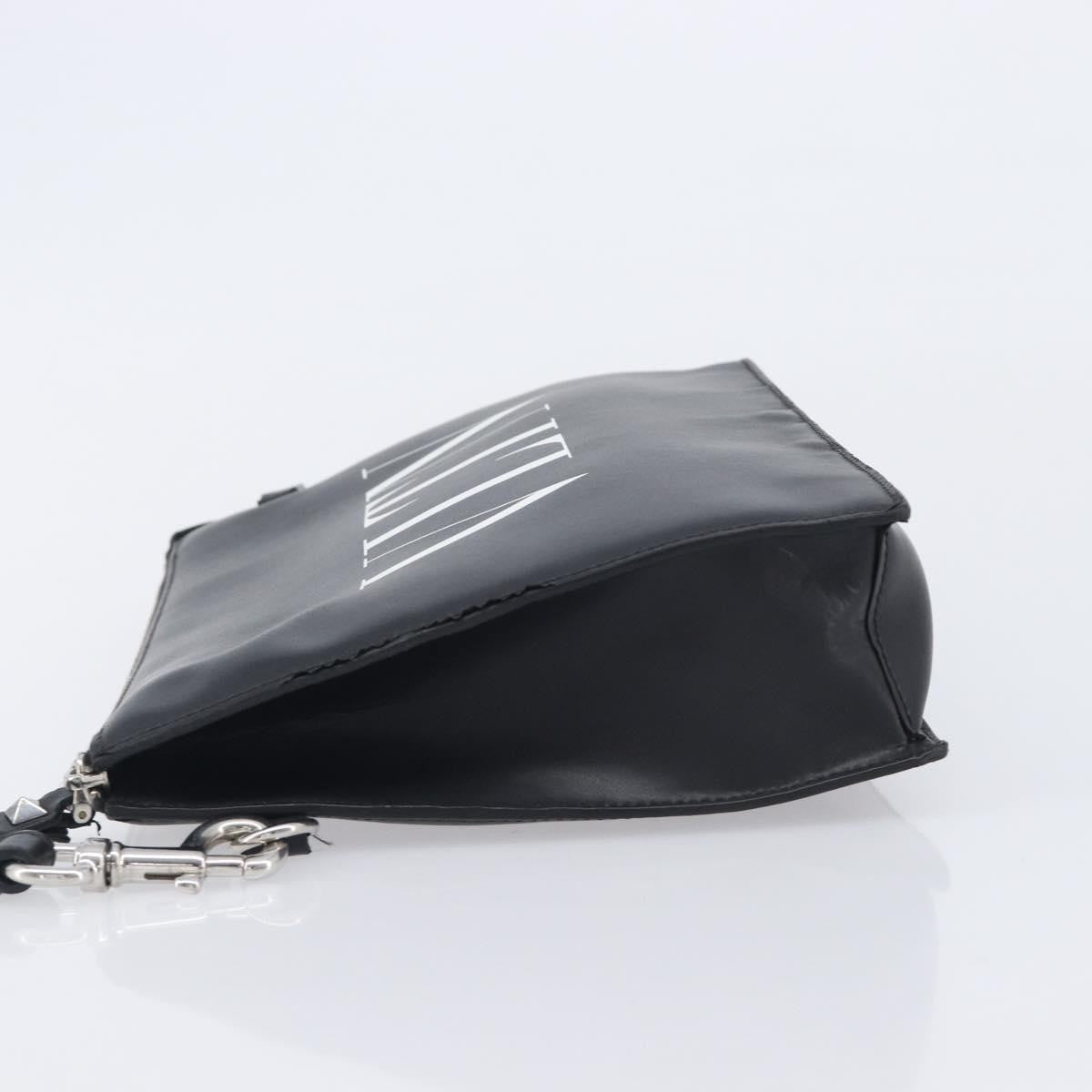 Valentino Garavani VLTN Wristlet Clutch Printed Leather, Black, Leather, Clutch