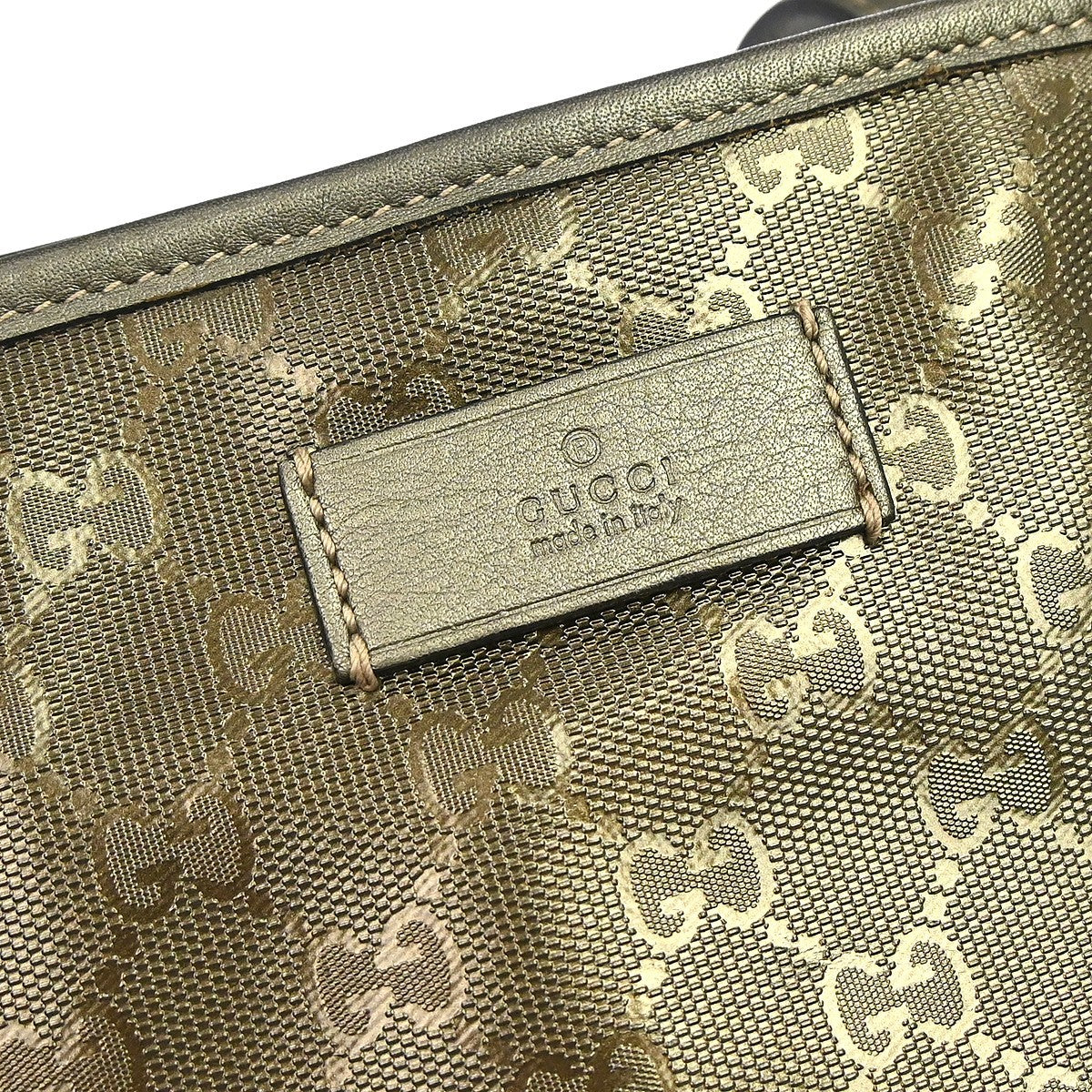 Gucci Plus Tote GG Imprime, Gold, Canvas, Tote Bag