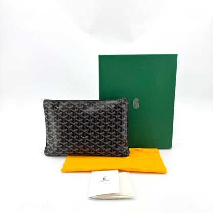 Goyard Senat Zip Printed Coated Canvas, Black, Canvas, Clutch