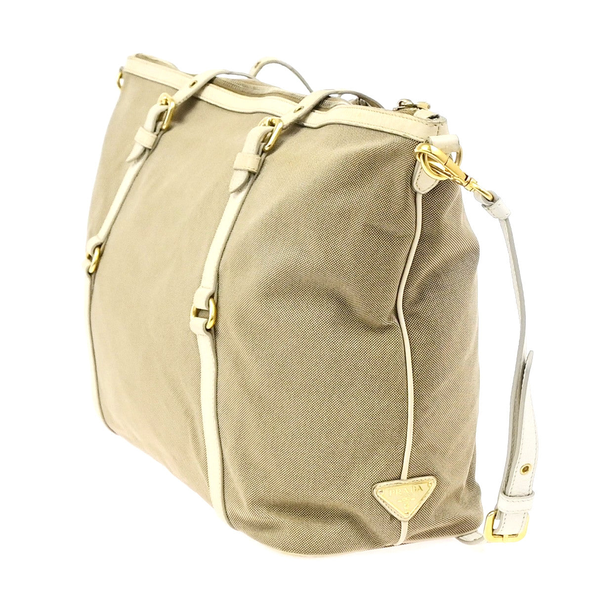 Prada Logo Convertible Shopper Canvas, Brown, Canvas, Tote Bag
