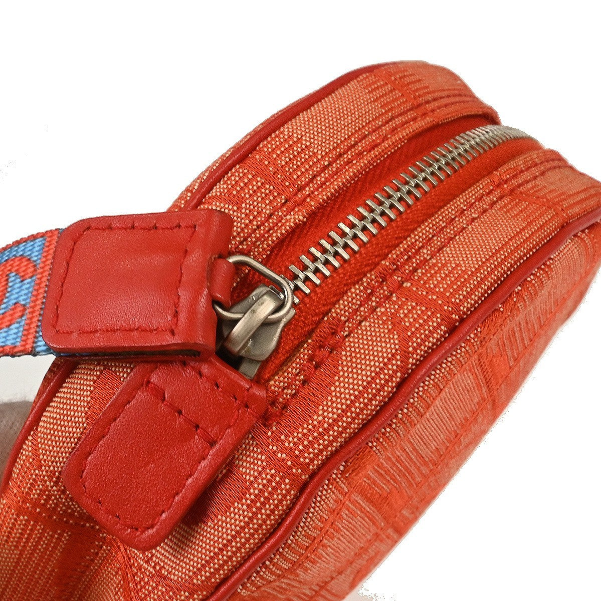 Chanel Travel Line Round Wristlet Nylon, Orange, Nylon, Clutch