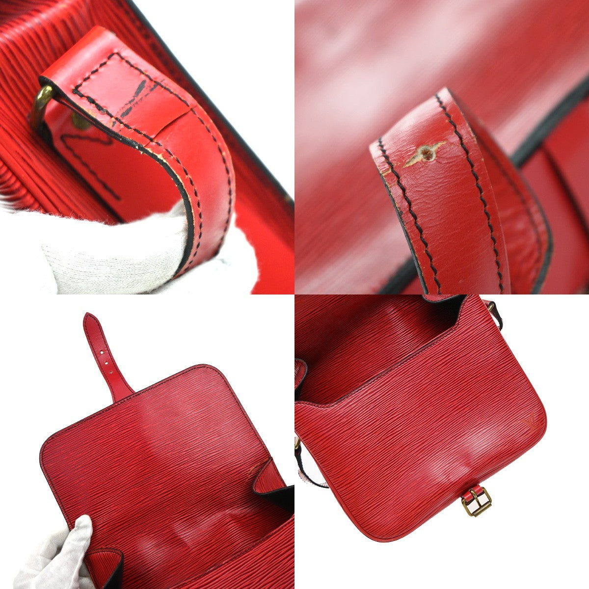Louis Vuitton Cartouchiere Epi Leather, Red, Leather, Shoulder Bag