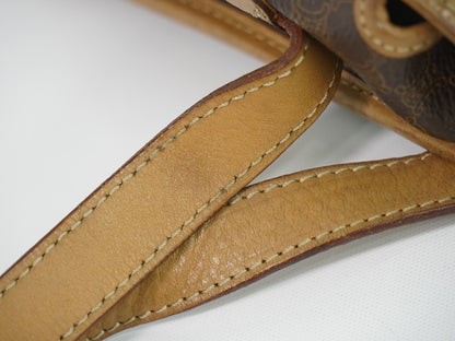 Celine Vintage Macadam Canvas and Leather, Brown, Canvas, Shoulder Bag
