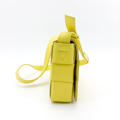 Bottega Veneta Cassette Maxi Intrecciato Leather, Yellow, Leather, Crossbody Bag